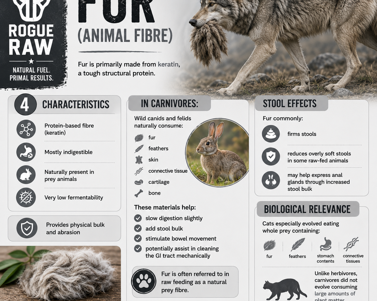 Insoluble Fibre for Dogs & Cats: The Truth About Plant Fibre vs Natural Prey Fibre