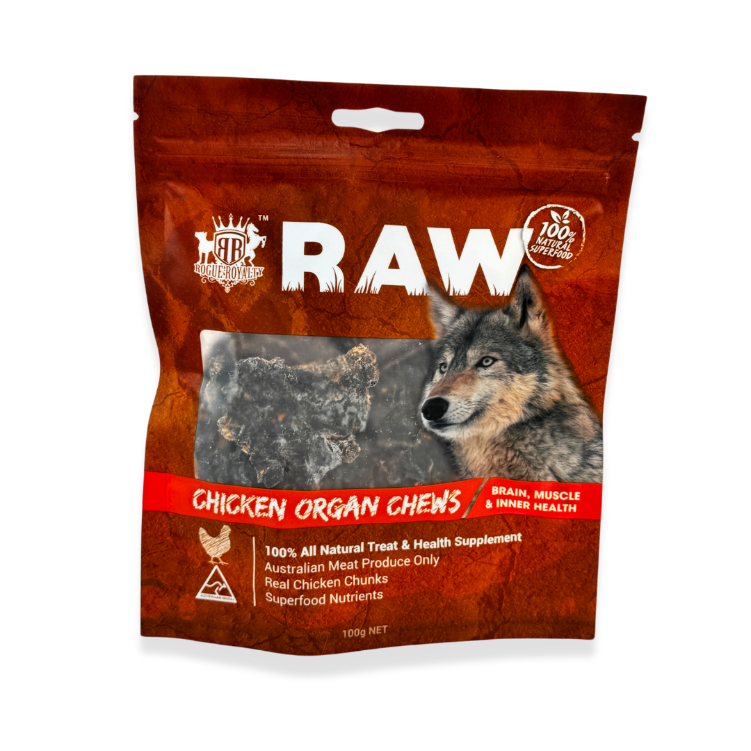 RogueRaw CHICKEN ORGAN JERKY VITAMIN BOOSTER FOR DOGS CATS