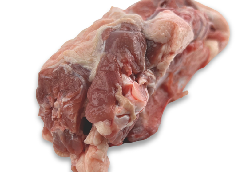 close up view of raw meaty duck frame