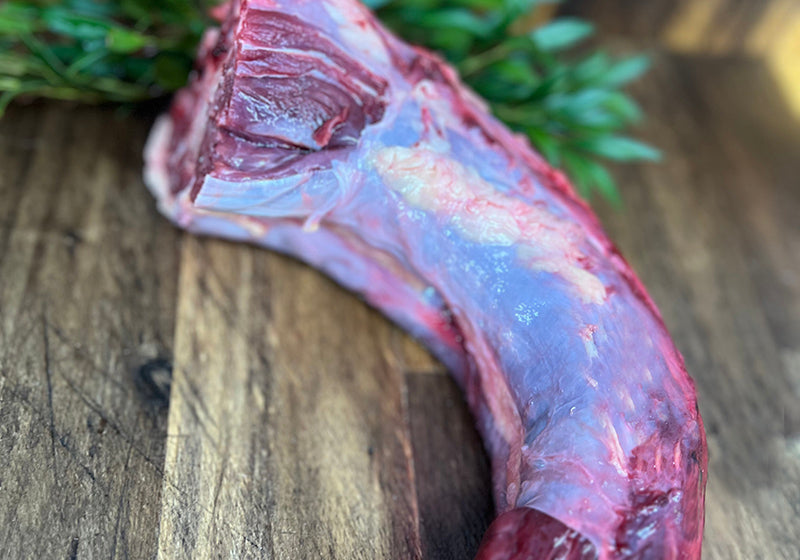 top view of raw emu neck for dogs