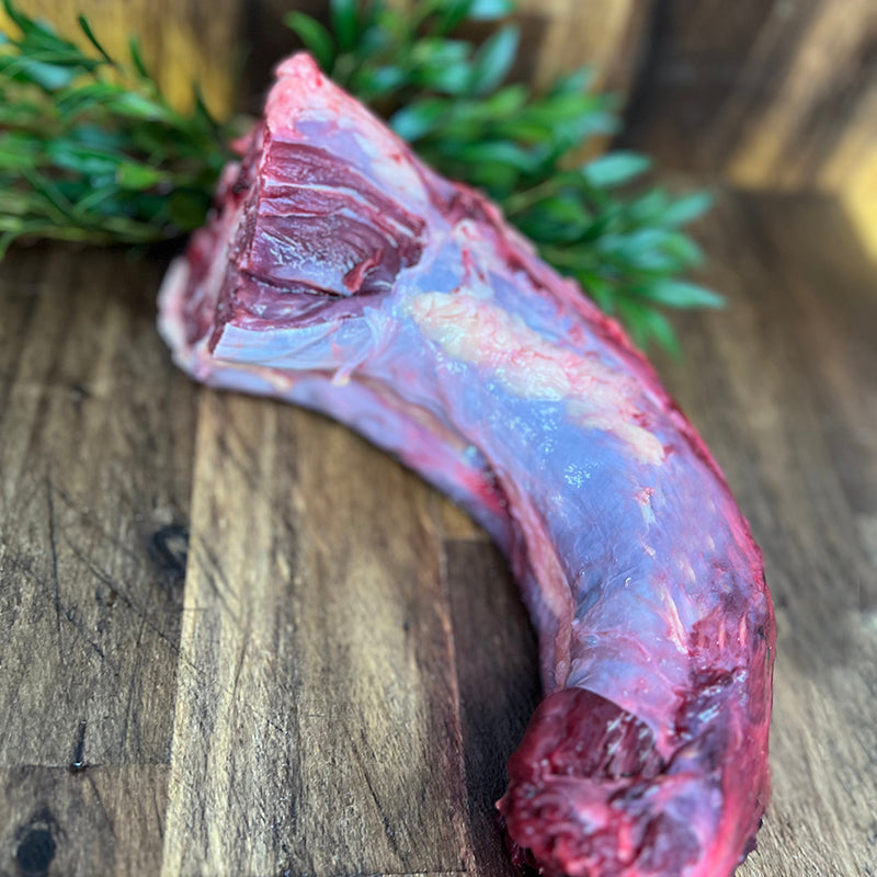 top view of raw emu neck for dogs