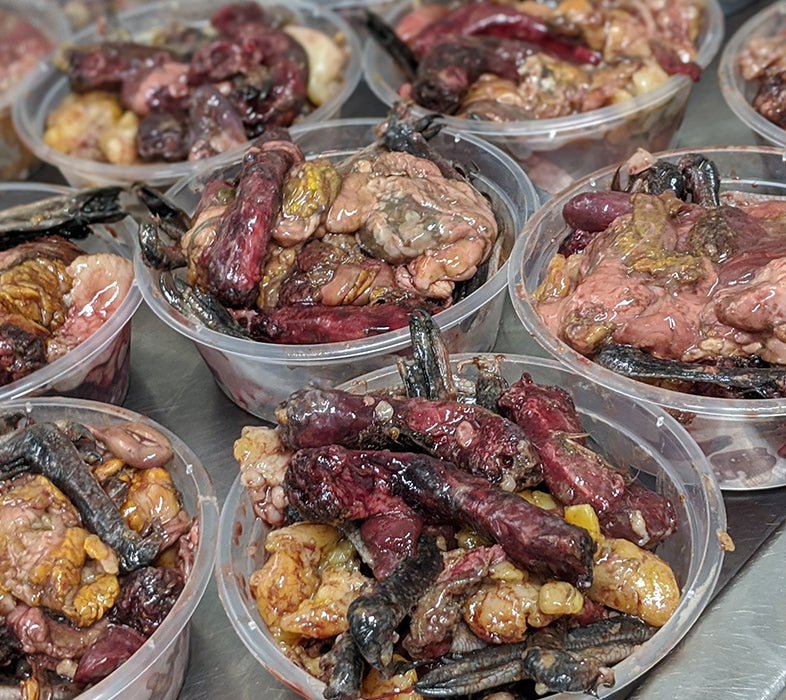 Image of mutton bird mix for raw feeding dogs and cats. Packed fresh and available for delivry around Australia.
