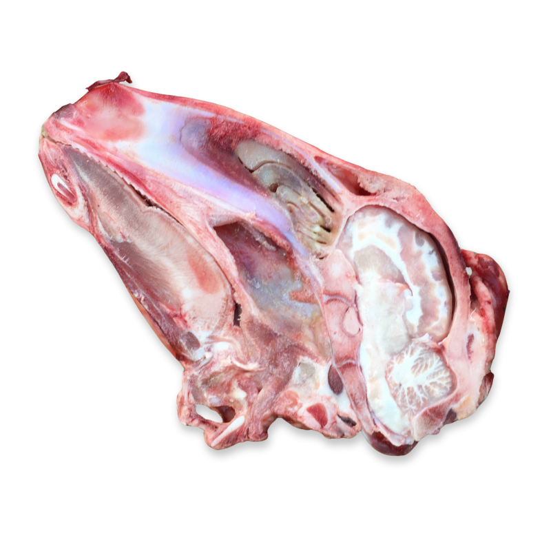 top view of raw half lamb head