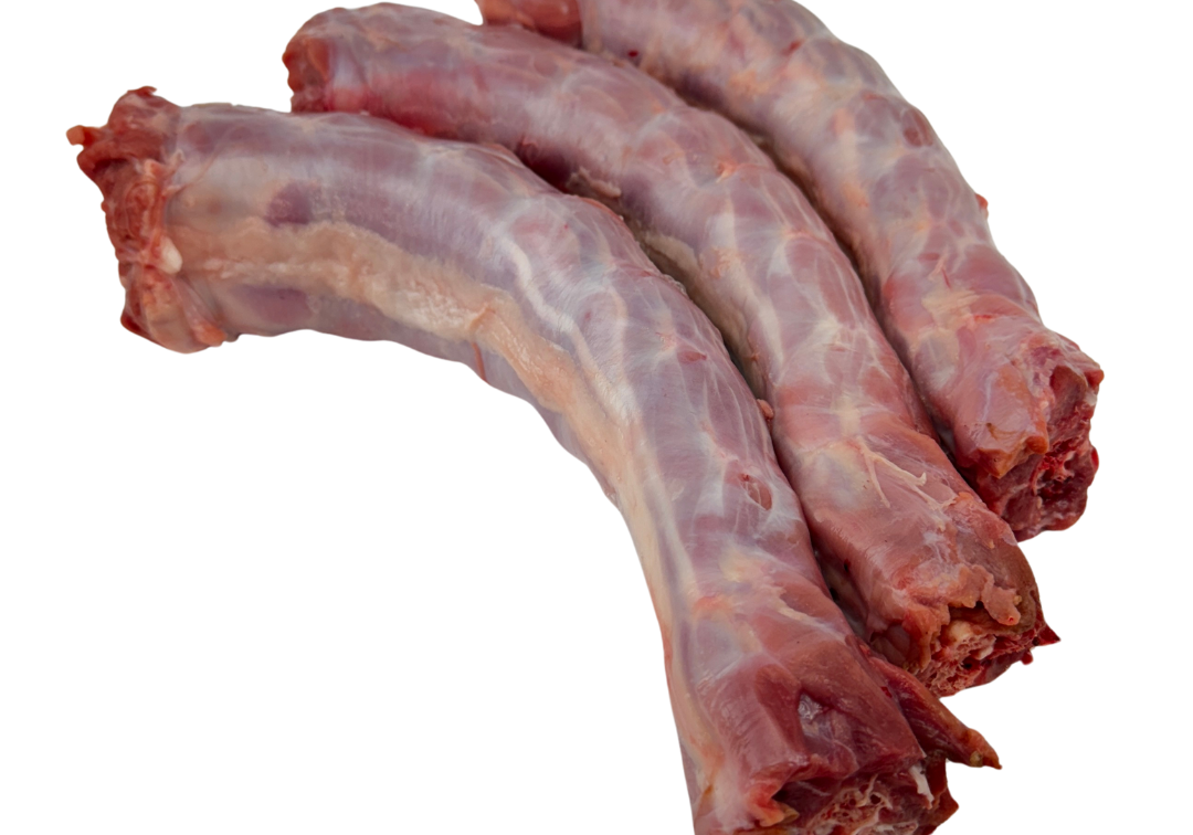 close up view of raw turkey neck for dogs