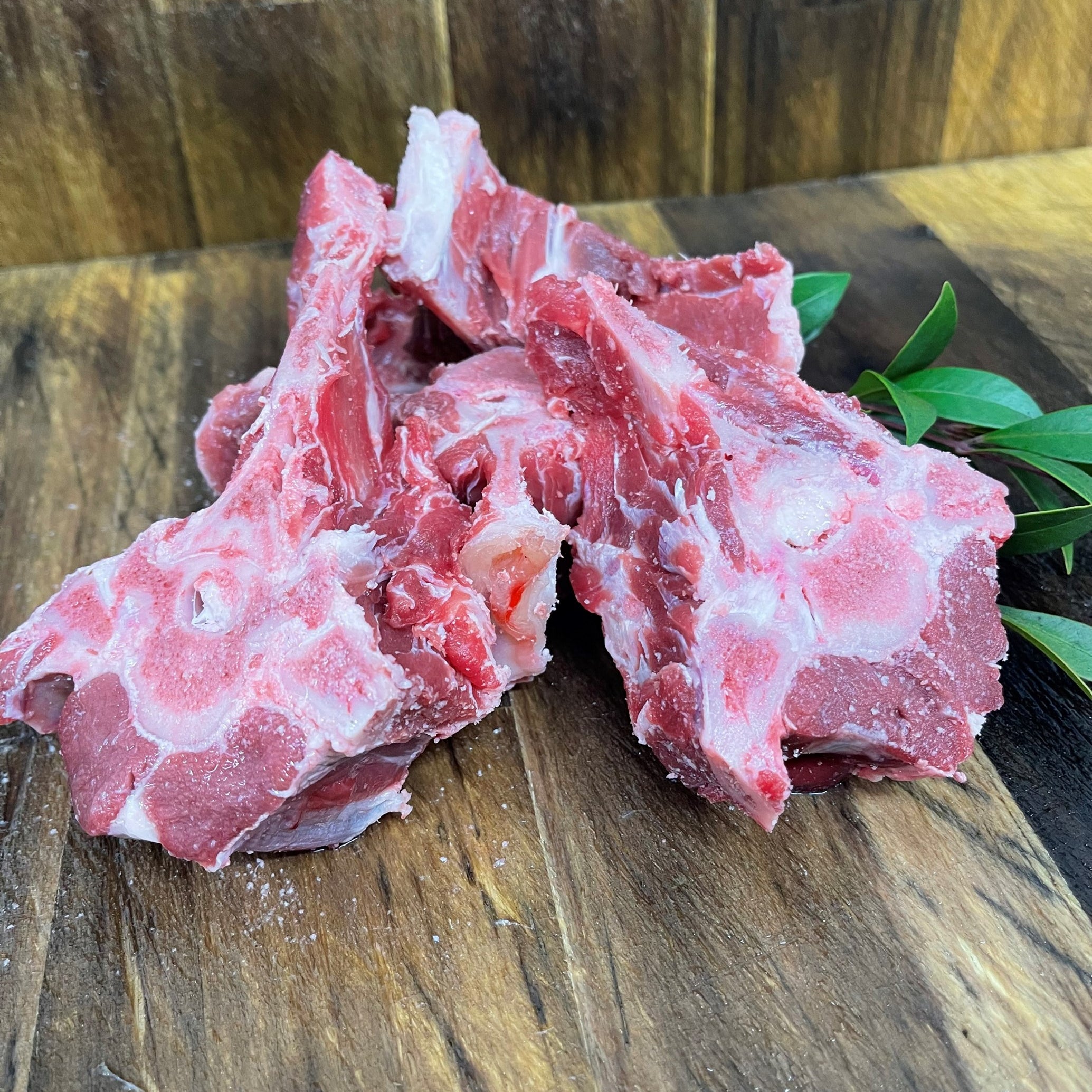 Raw meaty goat bones. Hypoallergenic natural free ranged goat.